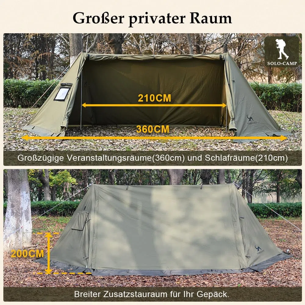 TOMOUNT Minilite Tente d'Intérieur en Coton avec Trou de Poêle pour 1 Personne - 4 Ans, pour Camping, Randonnée, Trekking