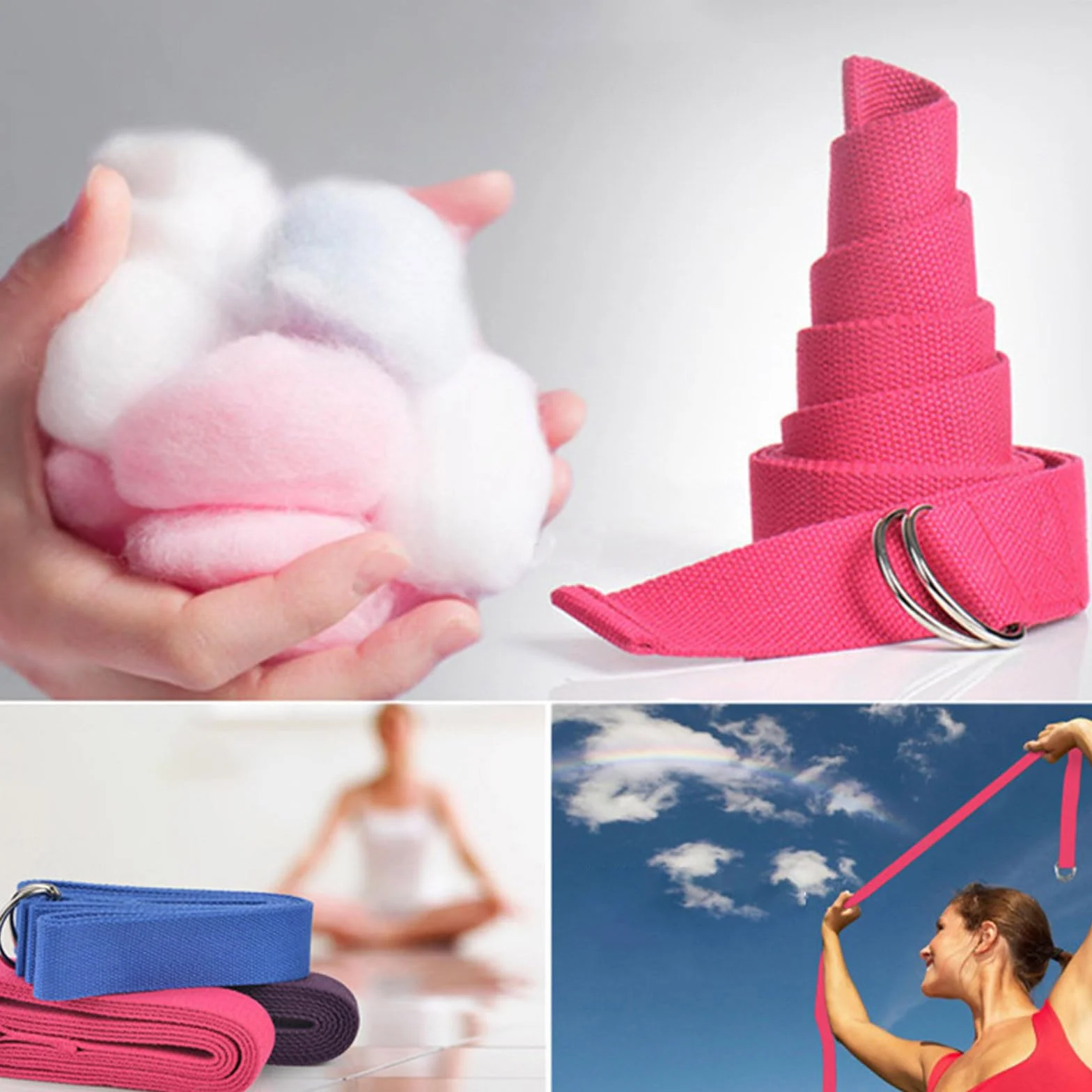 Ensemble Pilates Yoga 6 Pièces — Kit Maison, Accessoires Pilates, Bande de Résistance, Anneaux pour Jambes, Bras et Cuisses (Rose)