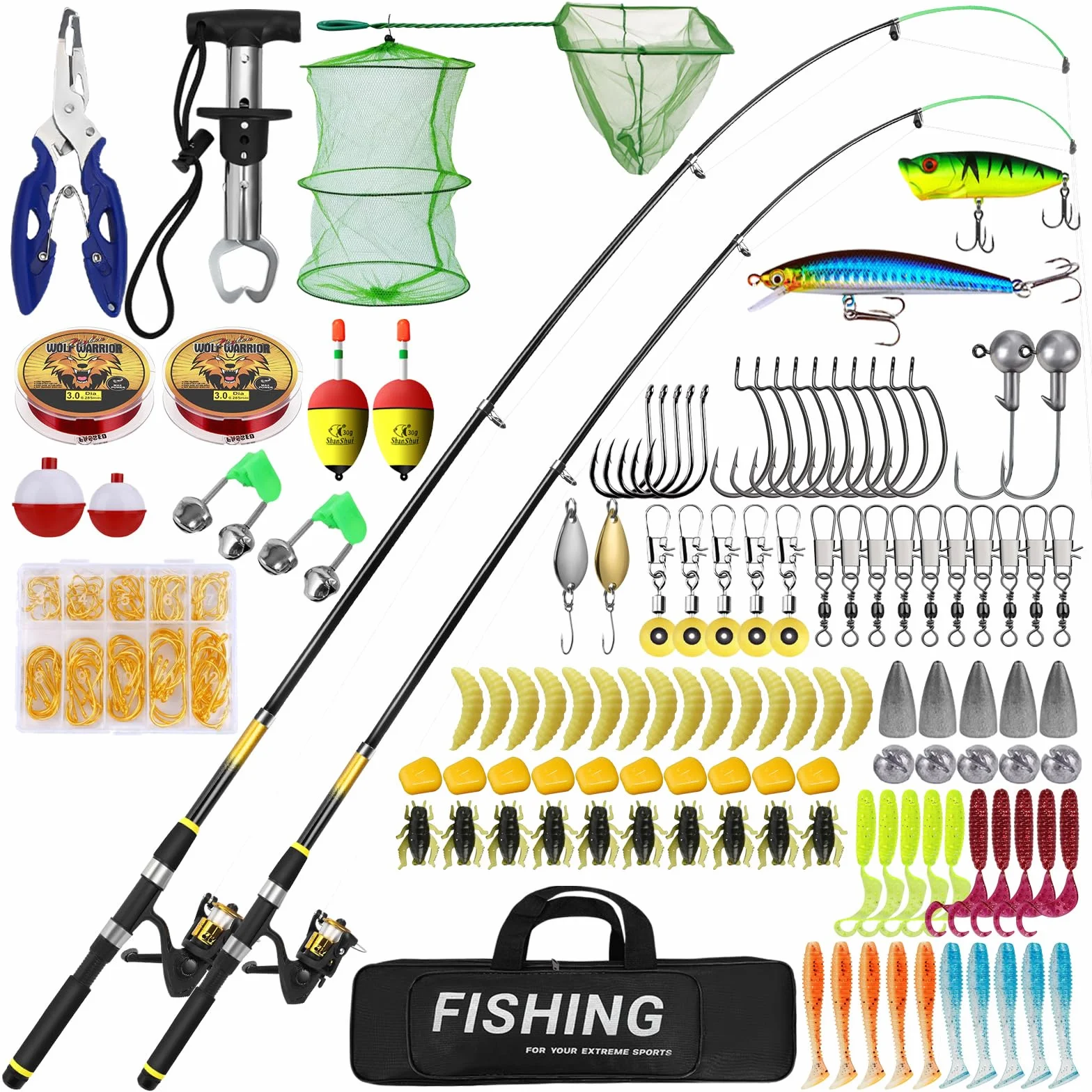 Canne à Pêche Télescopique pour Enfants, Kit Complet avec 2 Tailles (1.8m & 2.1m), Moulinet et Appâts, Matériel de Débutant Adapté dès 3 Ans, Garçons & Filles (Canapeche Canni)