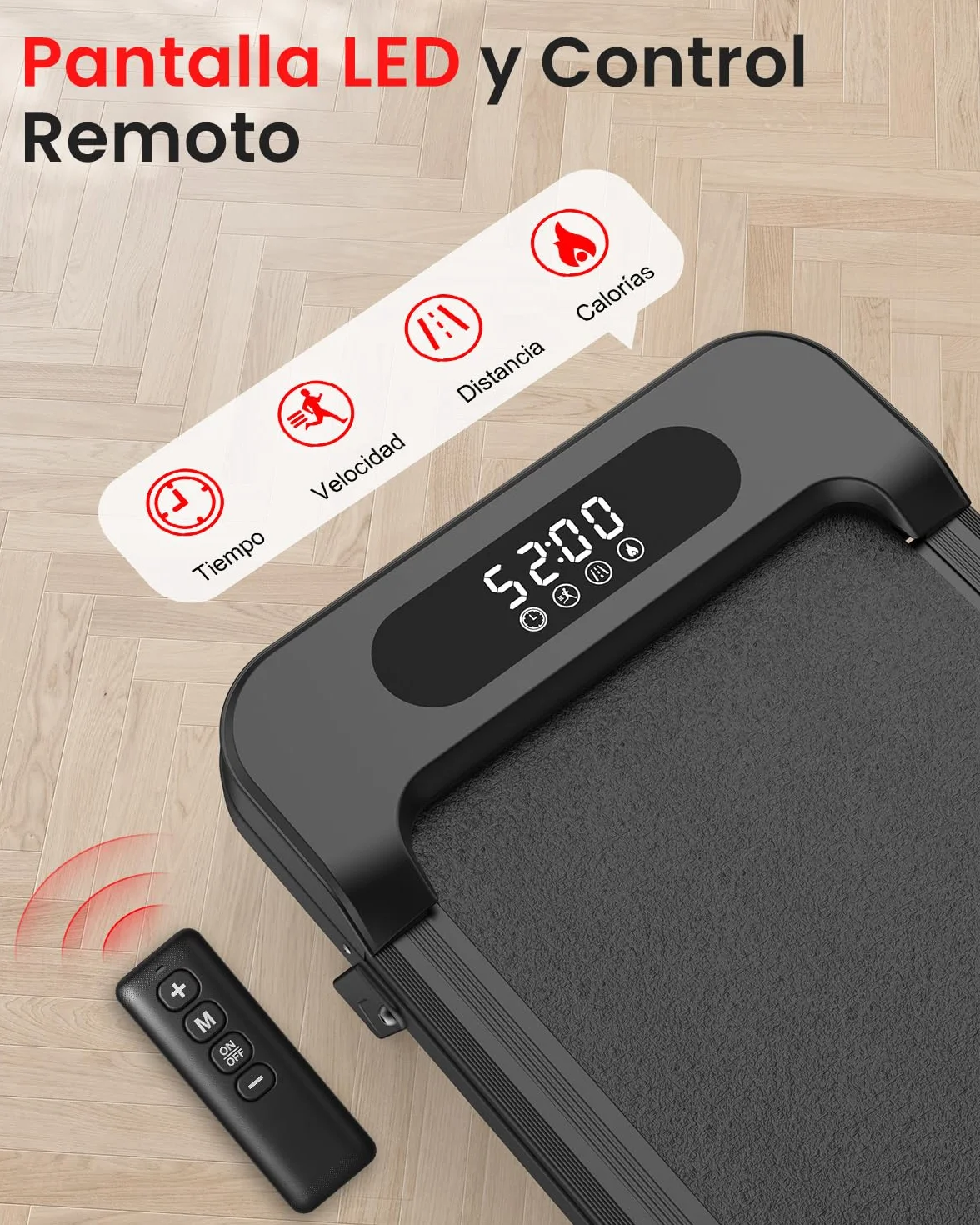 HomeFitnessCode Tapis de Course Électrique Pliant Walking Pad 8 km/h, 2.5HP, Large Surface 40cm, Télécommande et Écran LCD - Cadre Renforcé, Capacité de 265 LB - pour Maison et Bureau (Noire)