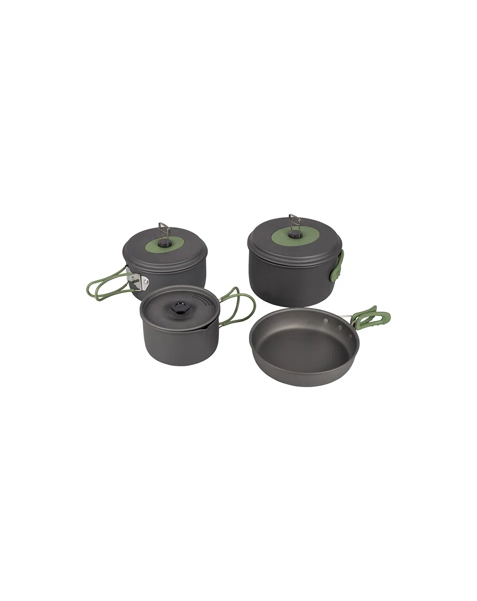 Bo-Camp - Casseroles - Explorer - 4 pcs - Anodisé dur, Anthracite/Rouge