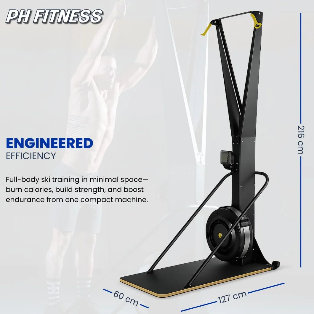 PH Fitness Ski Machine: Advanced Air Resistance Full Body Trainer | Crossfit Compact & HIIT SkiErg pour la Maison | Intensité réglable, Plaque de Base Durable & Design Ergonomique | Max 130kg