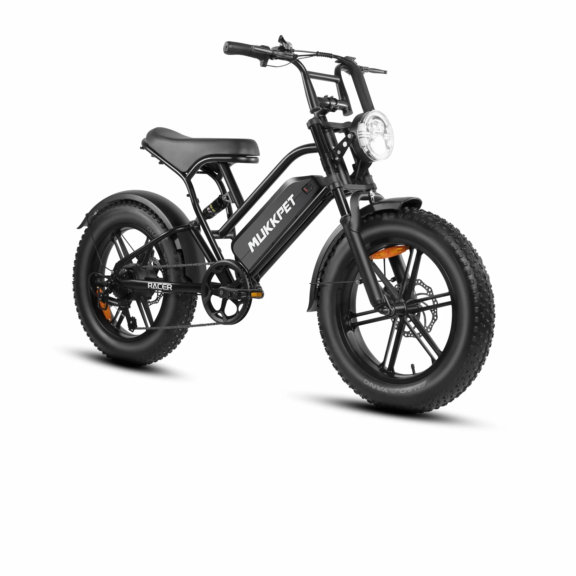 Mukkpet Racer Vélo électrique 48V 18Ah 864Wh pour Adultes, Jusqu’à 120 km d’autonomie, Fat Tire 20” x 4.0 Tout Terrain, Double Suspension, vélo électrique Adulte (Black)