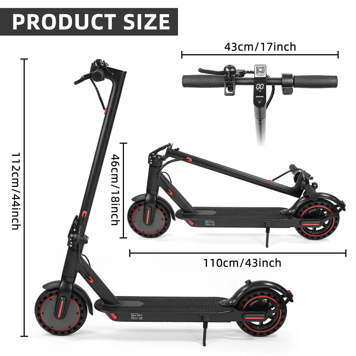 Trottinette électrique Pliable pour Adultes, 8.5"/10" pneus, 4 amortisseurs, portée maximale 30-45 kilomètres, contrôlable par Application