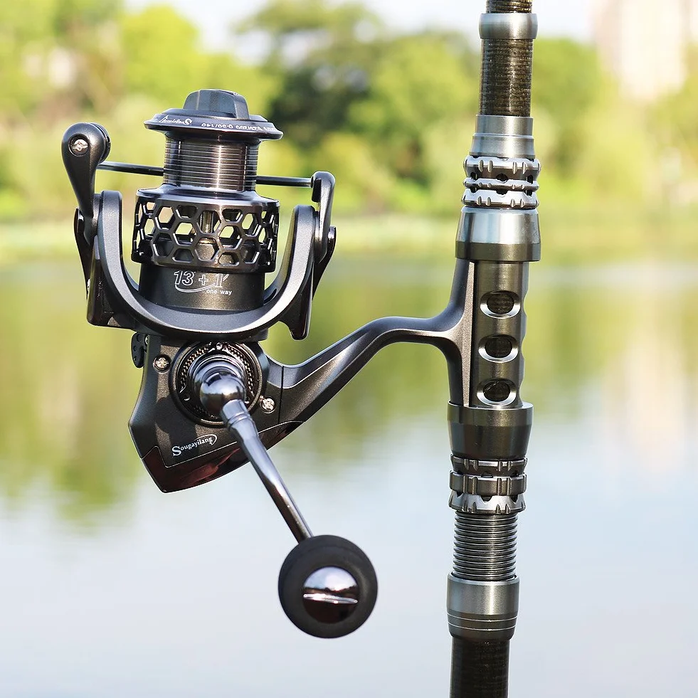 Sougayilang Combinaisons télescopiques de Canne à pêche avec Canne à pêche en Fibre de Carbone, moulinets rotatifs et Accessoires de pêche