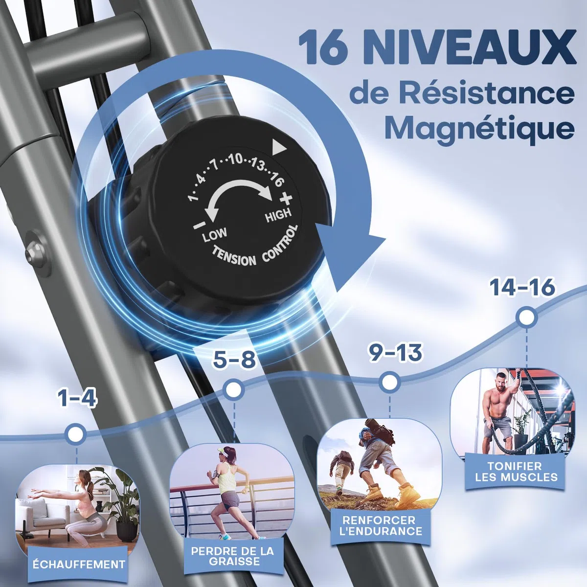 Velo d Appartement Pliable, VANNECT Vélo d' Appartement avec LCD et Mesure du Pouls Manuel, 16 Niveaux de Résistance, Vélo d’Exercice avec Support pour Tablette, Rangement Pliable, Capacité 160KG