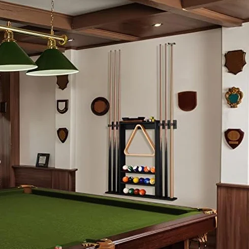 Support mural pour queues de billard 6 bâtons + balles, bois de bambou, accessoires de billard compact