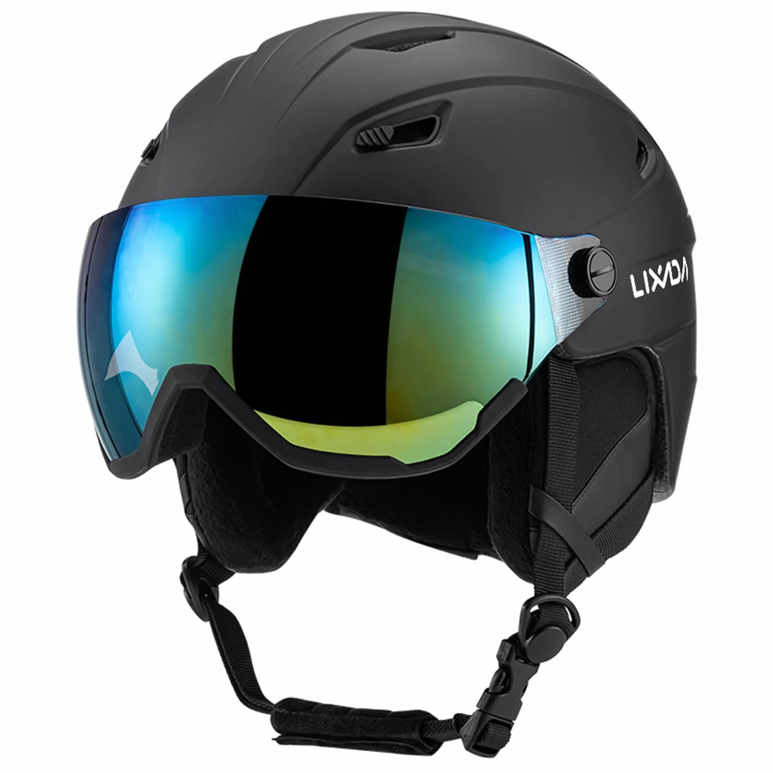 Kavolet Casque de ski intégré pour homme et femme, casque de snowboard avec visière amovible, trous de ventilation, résistant, chaud et respirant, casque de ski pour homme et femme