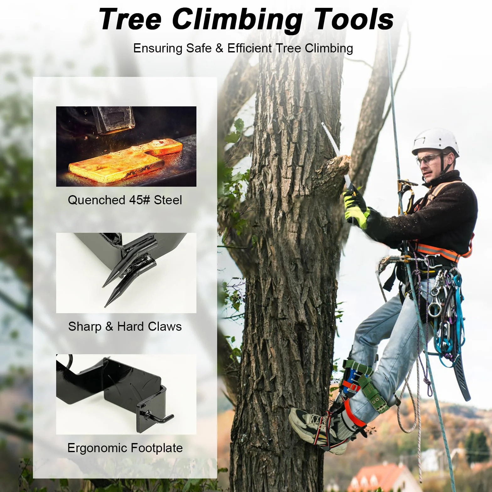 Crampons d'escalade d'arbre avec sangles pied et cheville