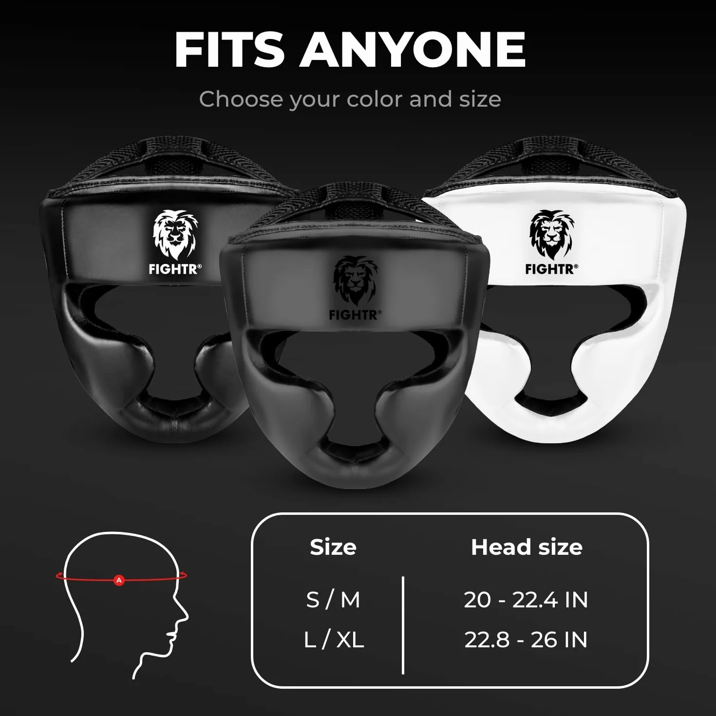 FIGHTR Protection de tête MMA avec meilleur ajustement pour une protection maximale | Casque de boxe pour sparring | Taille réglable pour boxe, MMA, Muay Thai, Kickboxing et arts martiaux