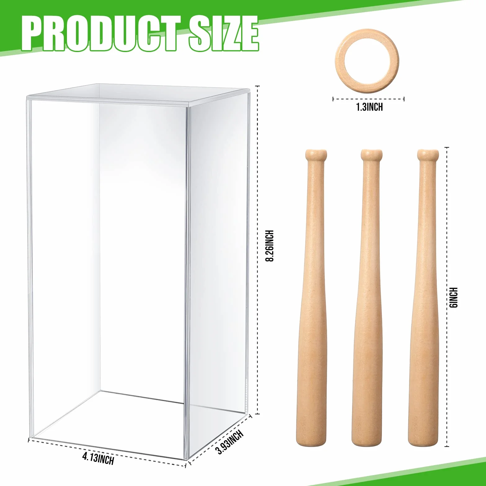 Vitrine de Baseball en Bois et Acrylique avec Support pour Ballon, Mini Présentoir de Batte