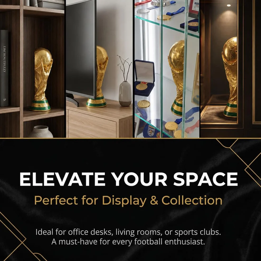 Réplique de Trophée Coupe du Monde de Football, Coupe de Champion en Résine pour Fans, Souvenir Football, Cadeau Décoratif pour Bureau, Bar, Fête