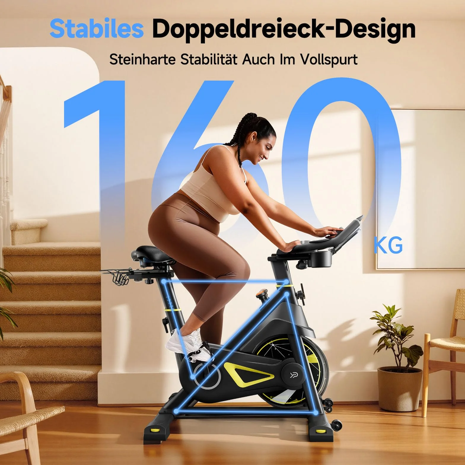 YPOO Vélo d’Appartement, Résistance Magnétique Réglable, Siège Confortable, Support Tablette & App Exclusive, Vélo d’Intérieur pour Cardio à Domicile, Grande Capacité de Charge