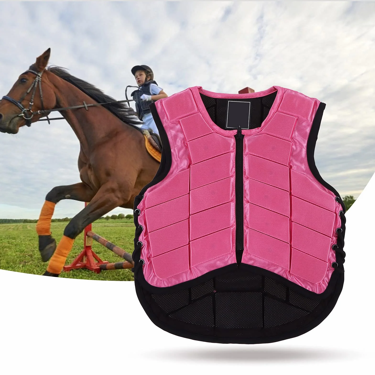 Yctze Gilet d'équitation pour Enfants, équipement de Protection d'équitation rembourré en Mousse, Protection du Corps pour Enfants et Comforta, Gilet 'équitation pour, 'équitation, du Corps