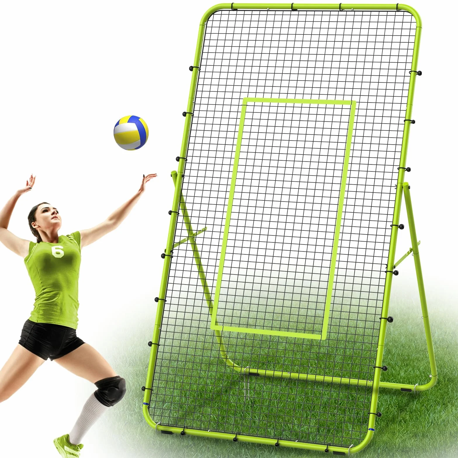 LIANTRAL Filet de Rebond Volley-Ball 2,1 x 1,2 m Portable Angles réglables But Football Entraînement