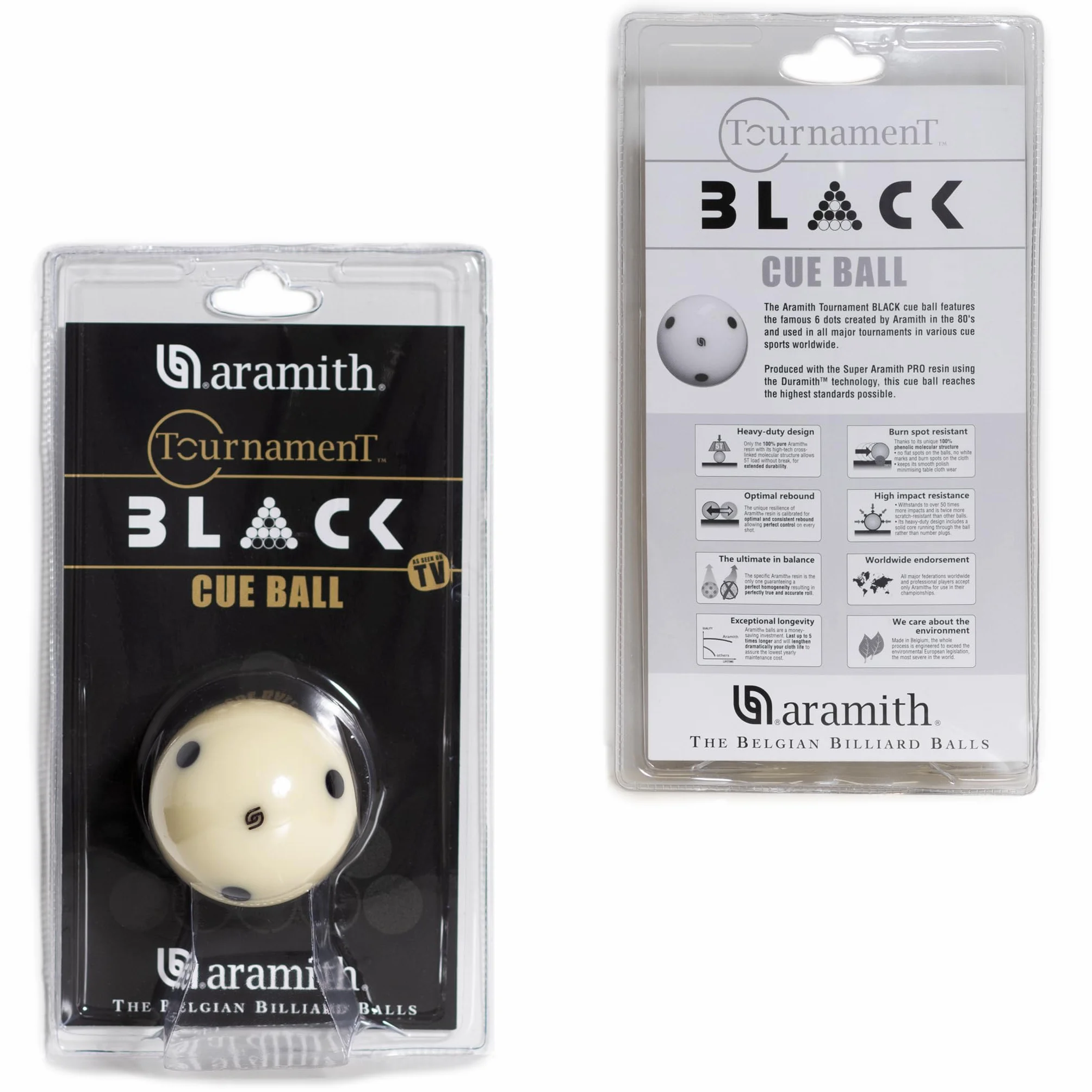 Aramith Tournament Queue de billard noire 6 points noirs sous blister 6 points noirs