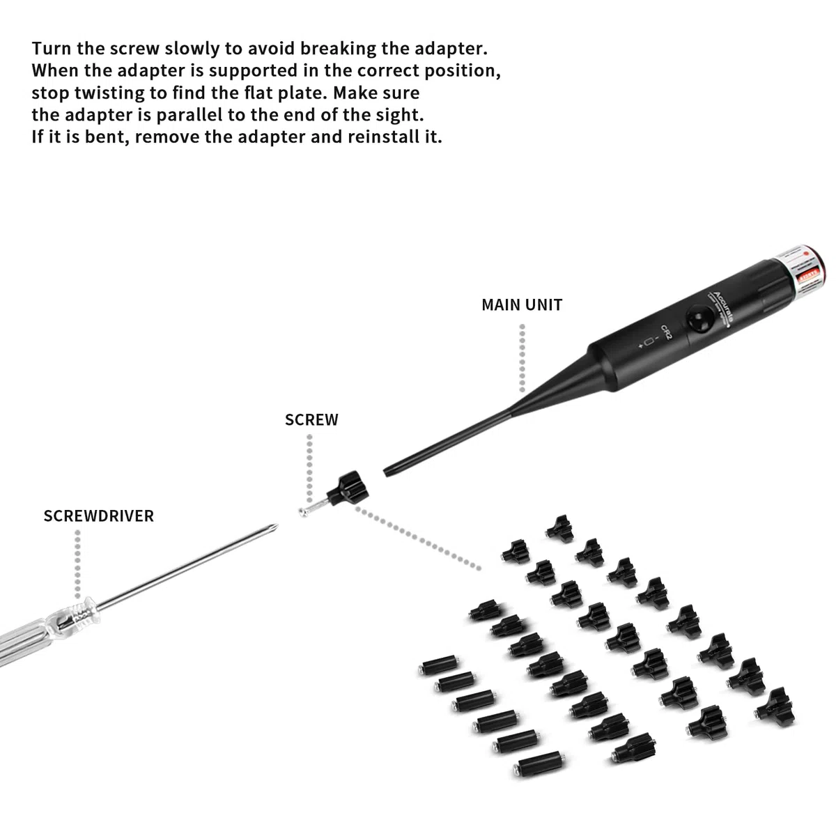 KinZon Kit de réglage de la visée Laser calibres 0.17 à 0.78 (12GA) Laser Bore Sight, viseur à alésage Rouge, 30 adaptateurs, avec Embout pour améliorer la stabilisation