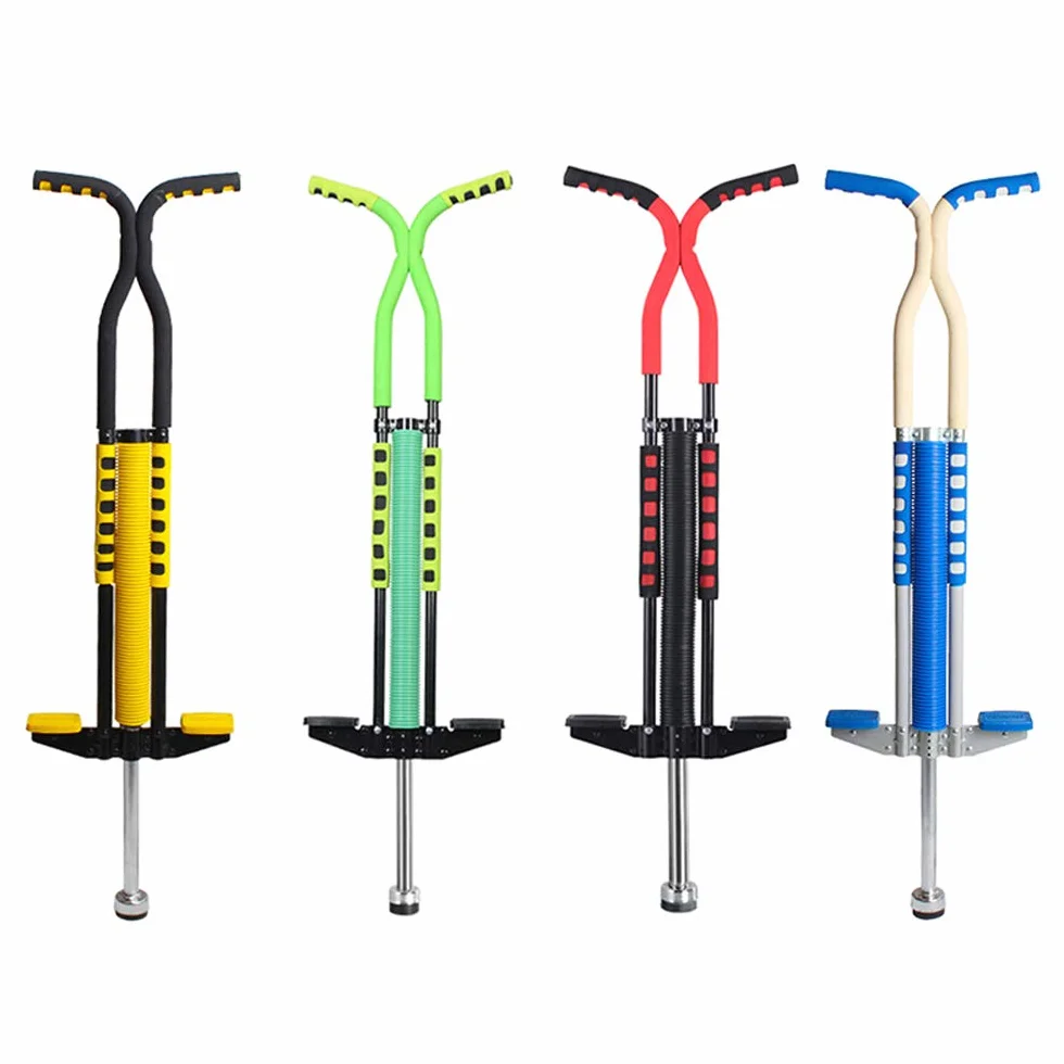 Bâtons sauteurs réglables en hauteur 90 kg 900-1400 mm métal bleu/blanc noir/rouge jaune/noir vert/noir