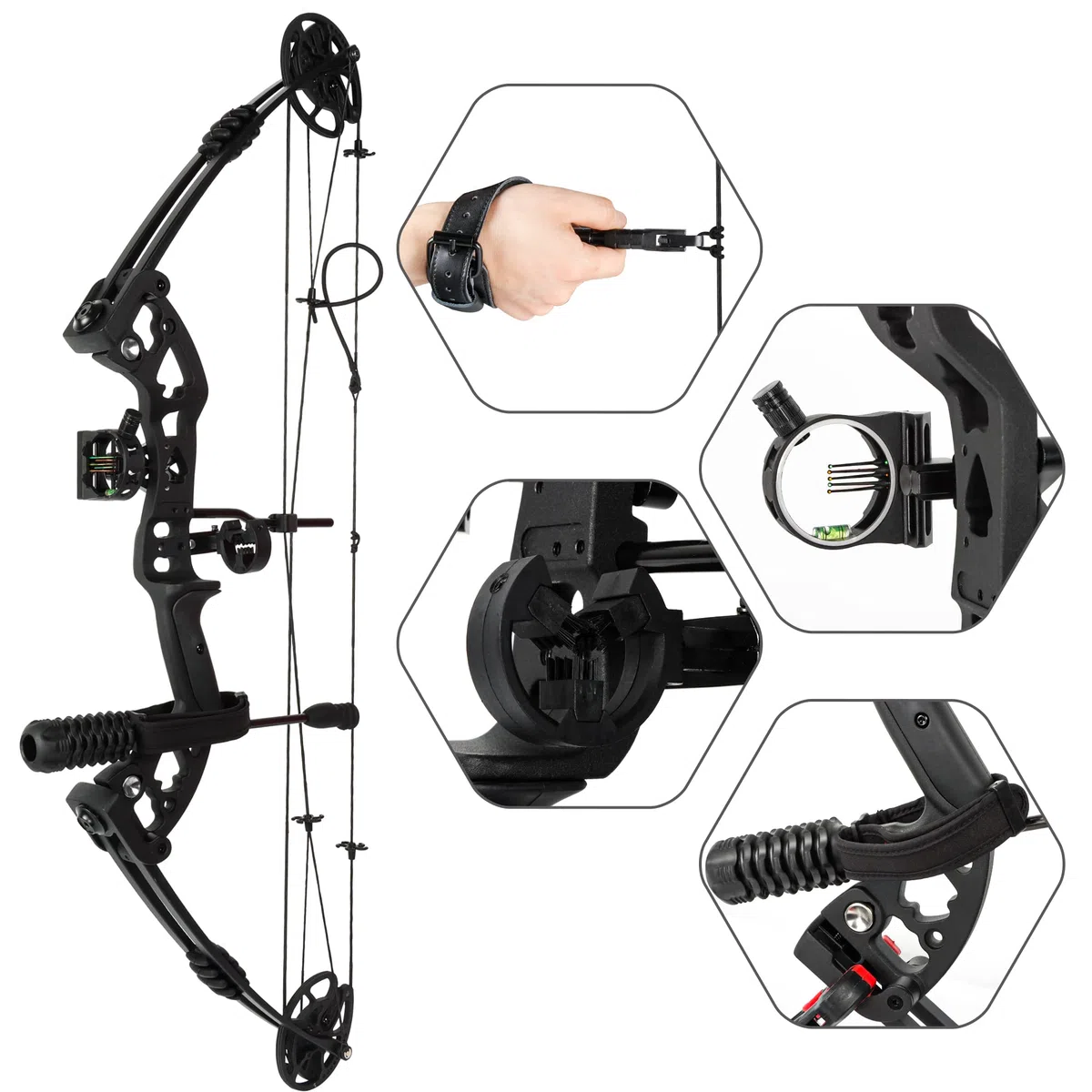 Kit Arc à Poulies pour la Chasse à l’Arc Arcs Compounds Set 30-40 Livres Réglable Arc de Chasse pour Adulte tir en Plein air droitier ​avec Accessoires et Flèches en Carbone