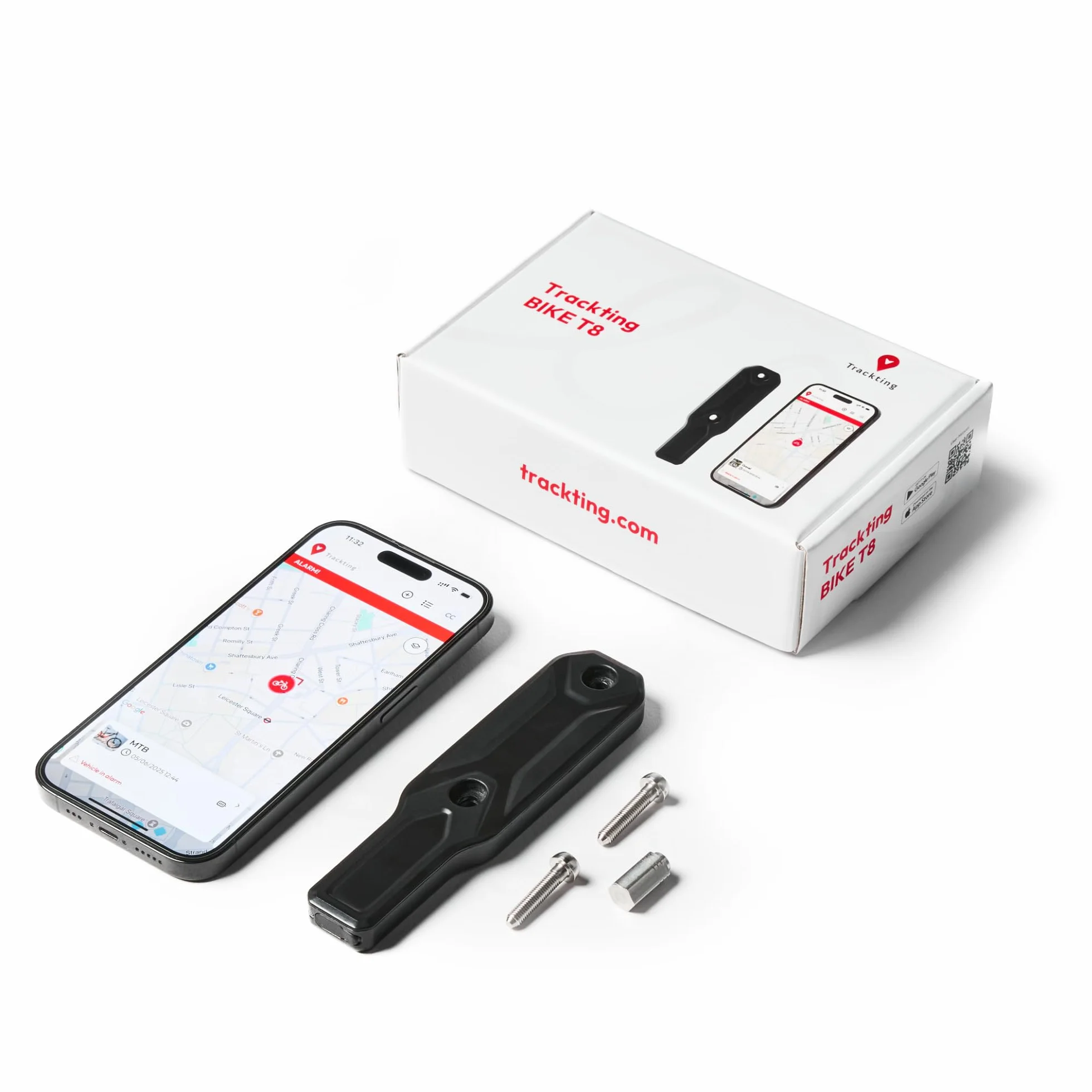 Trackting Bike T8 – Dispositif GPS Antivol pour Vélos & E-Bikes avec Carte SIM Intégrée (4G/2G) – Abonnement Requis | Traceur GPS Vélo | Appel D’Alerte Vol, Suivi en Direct, Longue Autonomie