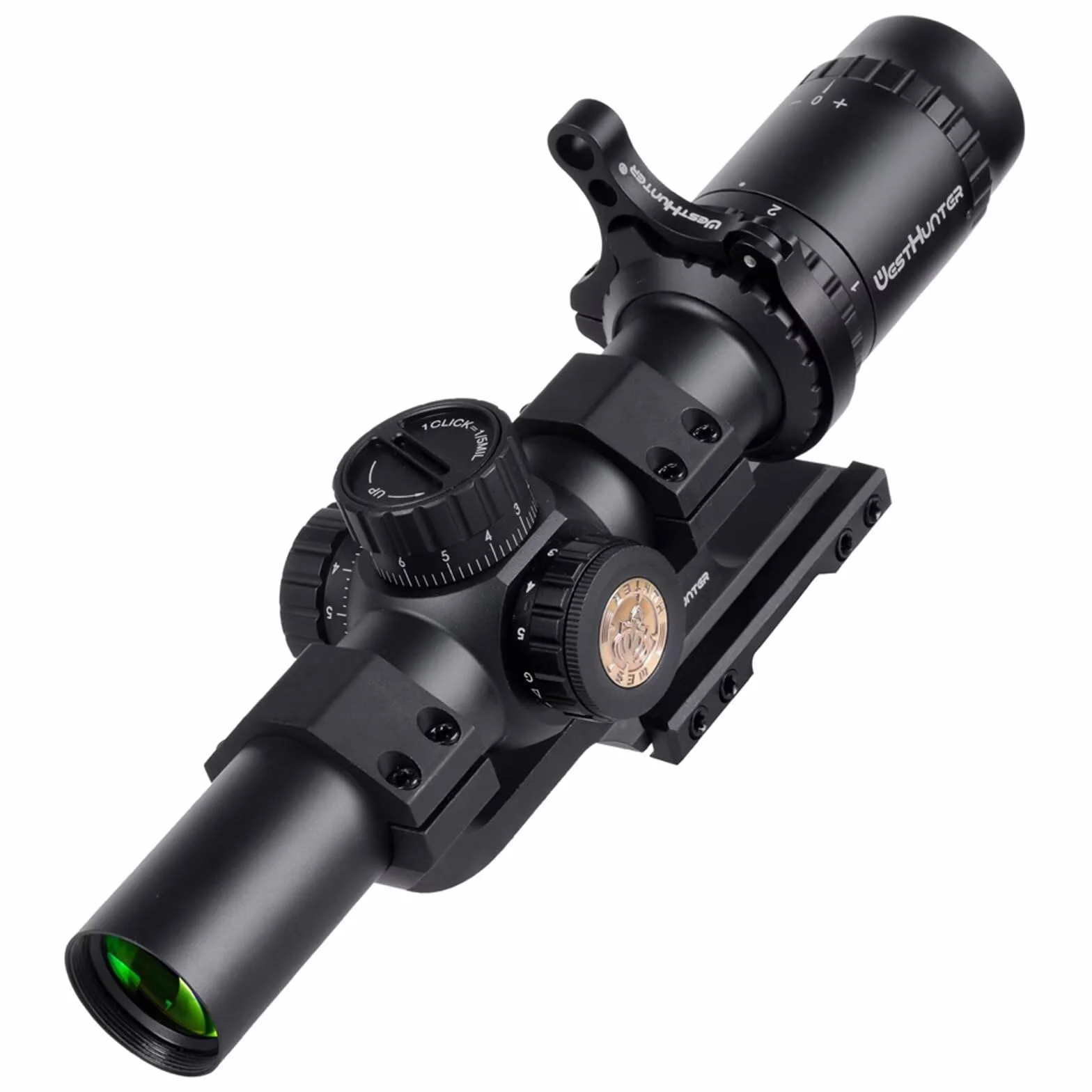 Lunette de Visée de Chasse WestHunter Optics HD 1-6x24 IR LPVO, 30 mm d'illumination Rouge Vert de Précision Tactique 1/5 MIL, Lunette de Tir Compacte pour la Chasse | 2 Types de Réticules