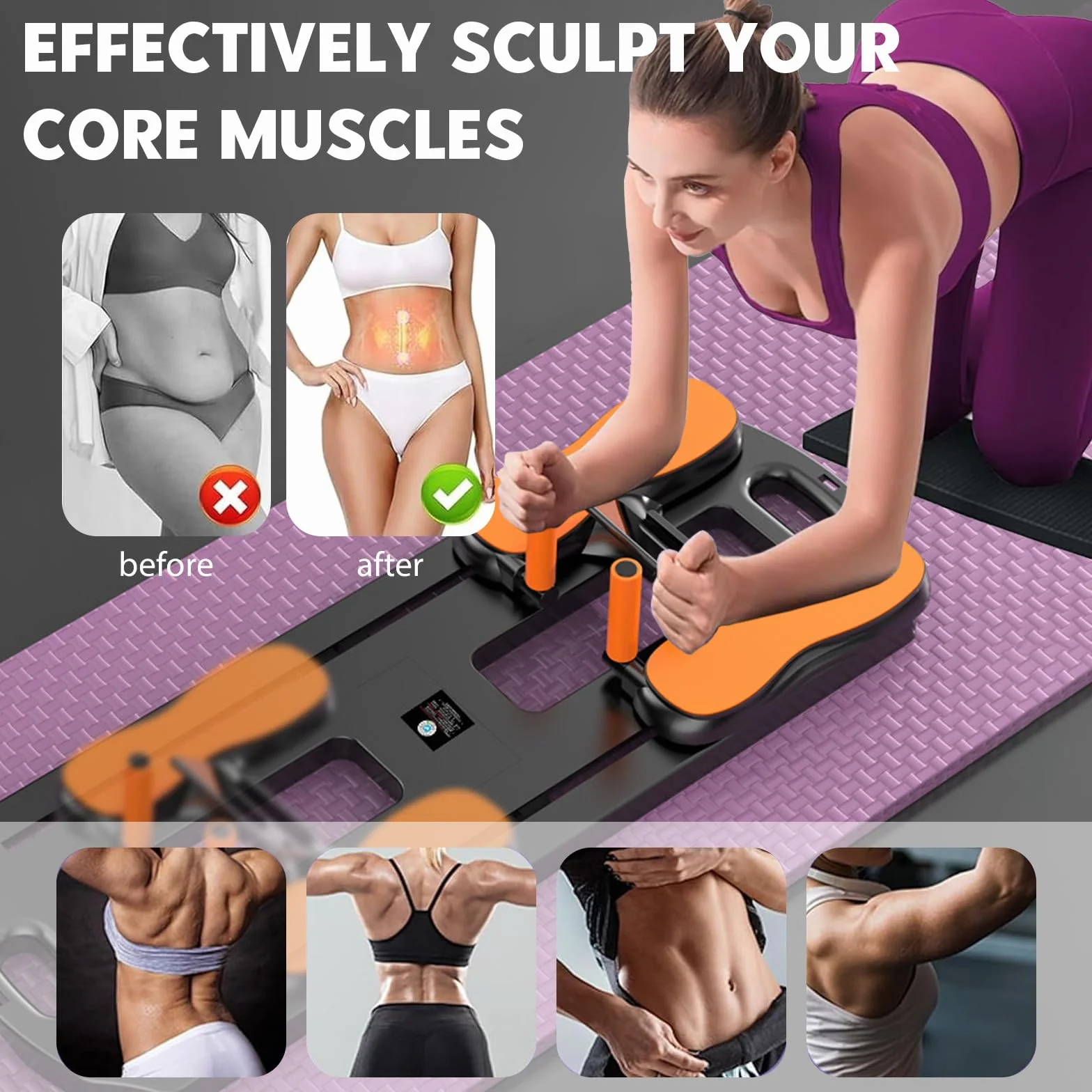 Planche de Pilates Pliable avec Rebond Automatique 24 Pieds antidérapants Multifonction Capacité 300 kg