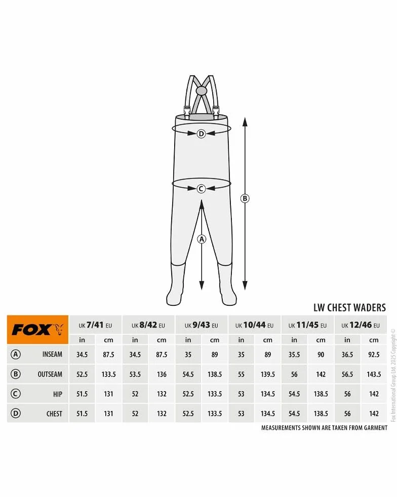Fox Waders légers doublés Kaki 45 Waders pêche
