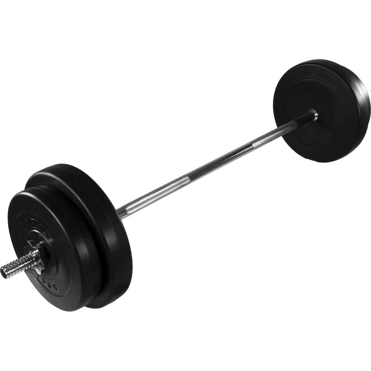MOVIT Ensemble d'haltères longs 30 kg ou 60,5 kg, barre chromée et moletée avec fermetures en étoile