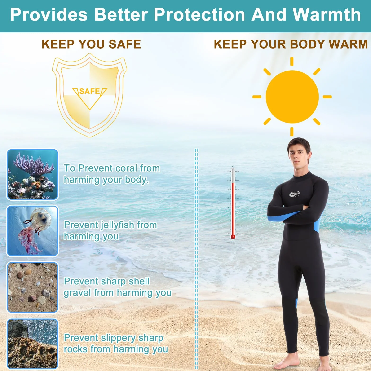 Combinaison de Plongée pour Homme, Combinaison Plongée Complète Homme, Combinaisons de Plongée en Néoprène 3mm Combinaison Natation Homme pour la plongée, Snorkeling, Natation, Surf