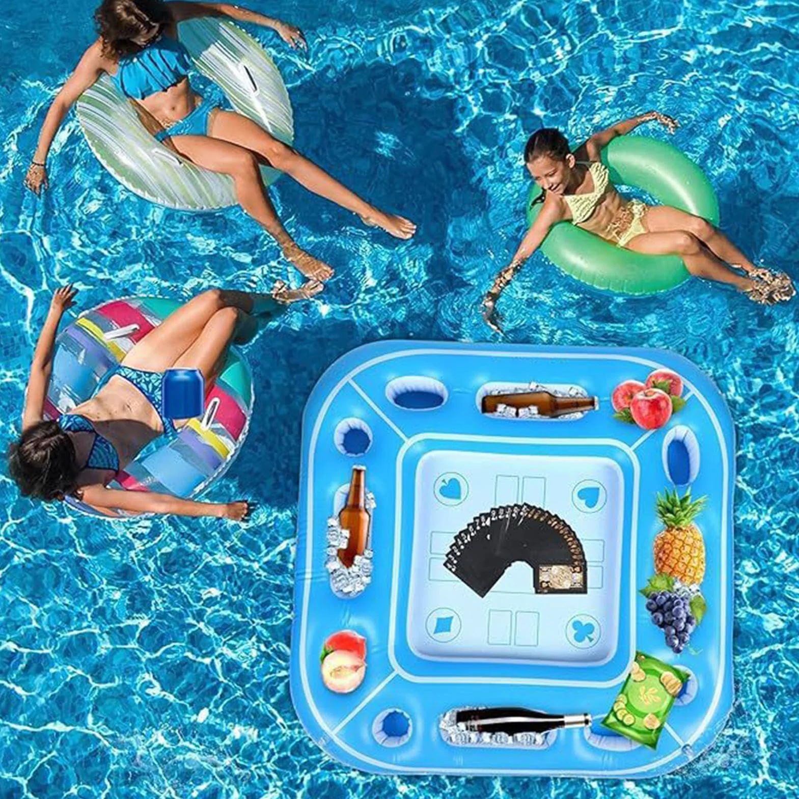 Table Flottante pour Piscine - Gonflable Portable et Résistante aux Intempéries | Table Flottante pour Spa - Fête en Plein Air, Rivière, Mer, Lac, Vacances, Réunion De