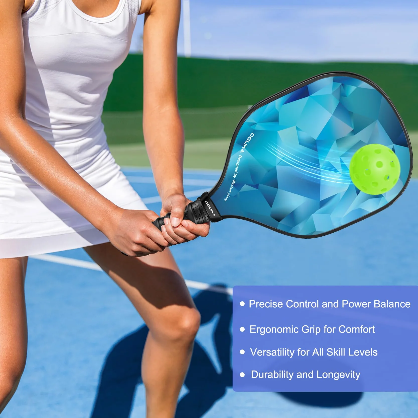 Pagaies de Pickleball, Ensemble de 4 pagaies légères approuvées par USAPA, 4 balles de Pickleball, 4 Serviettes de Refroidissement et Sac, Raquettes de Pickleball Premium, Cadeaux pour