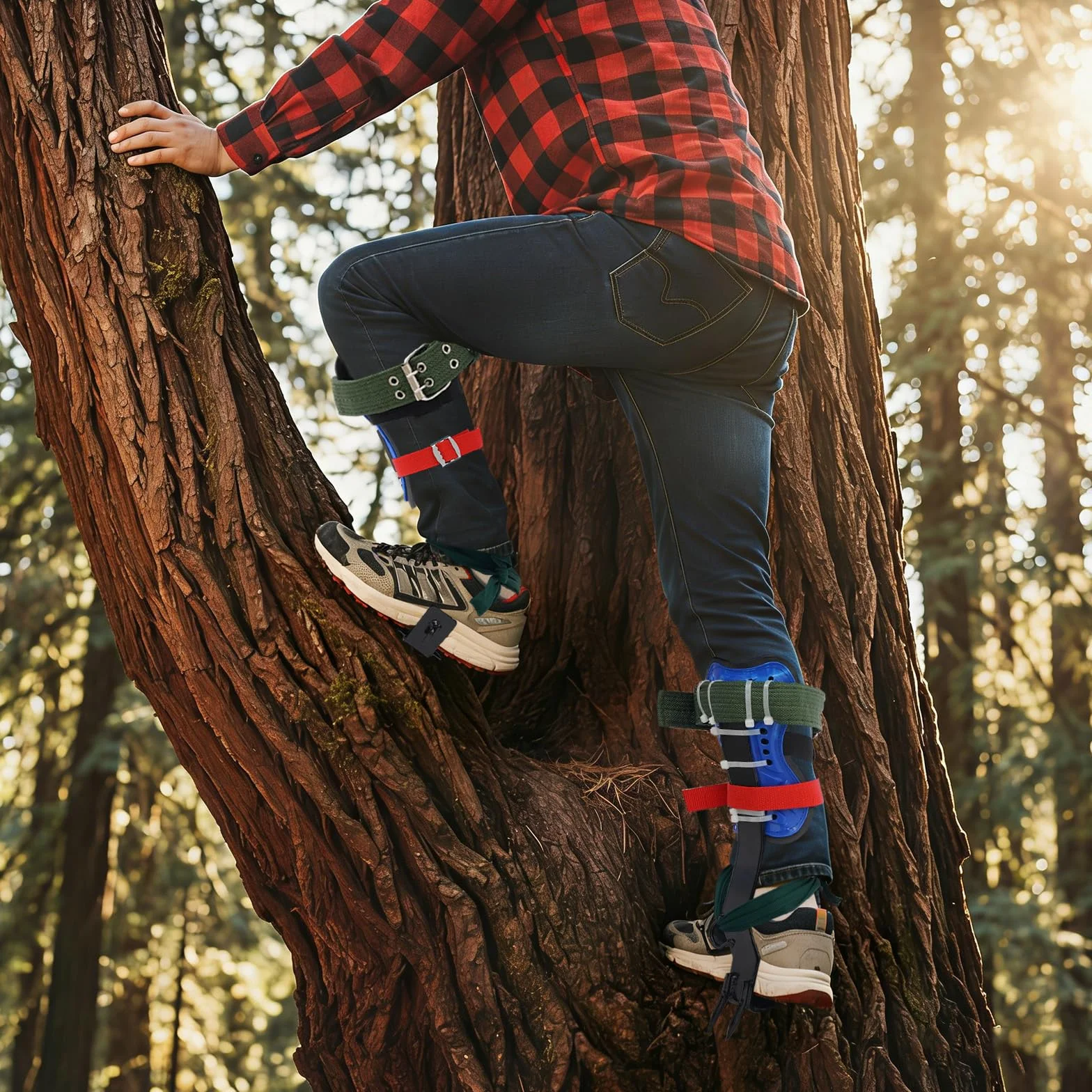 Crampons d'arbre en acier trempé 45# avec sangles réglables, pédale antidérapante 100kg pour élagage et cueillette