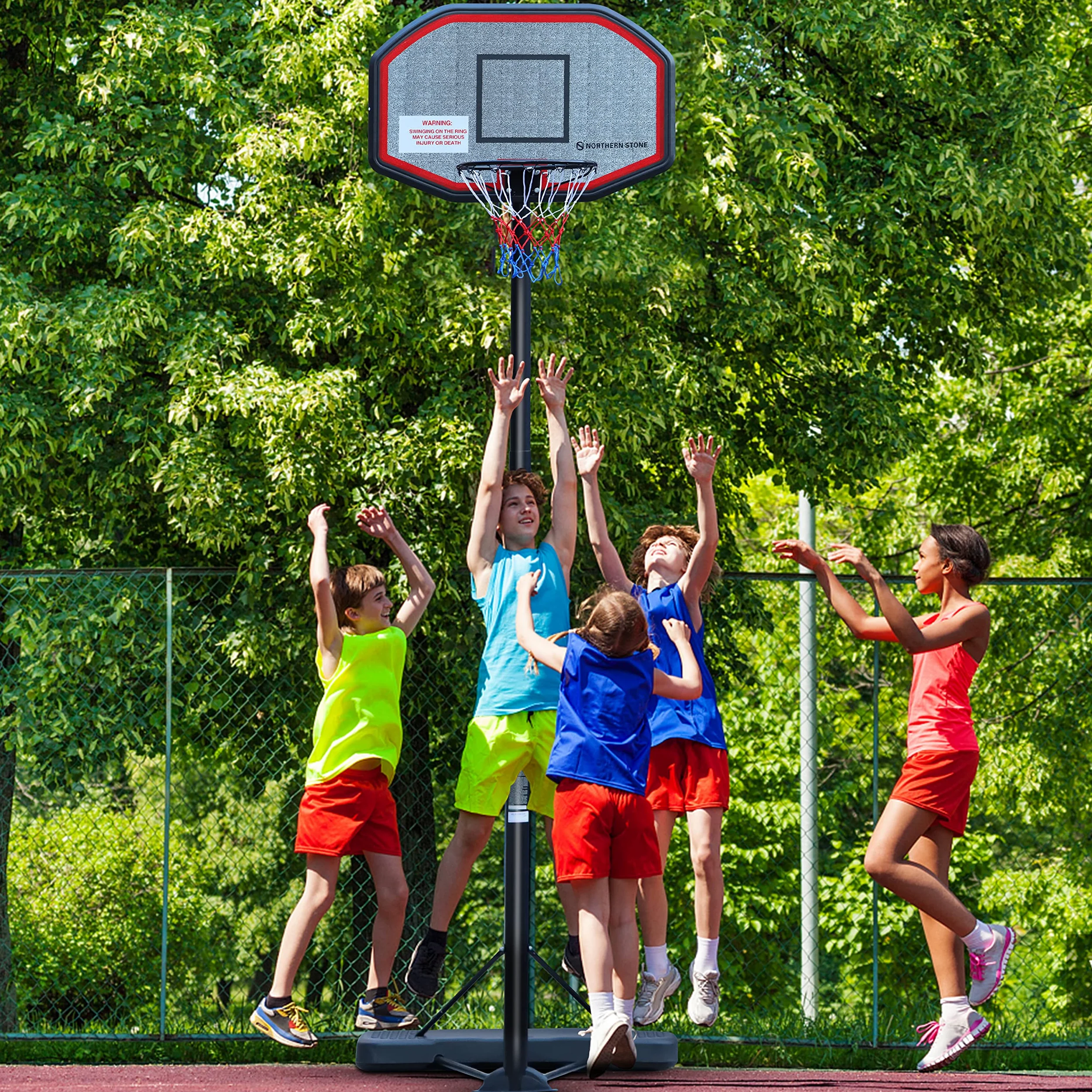 NORTHERN STONE Pro Court Cerceau de Basket-Ball Portable réglable en Hauteur avec Panneau d'impact, Hauteur Officielle