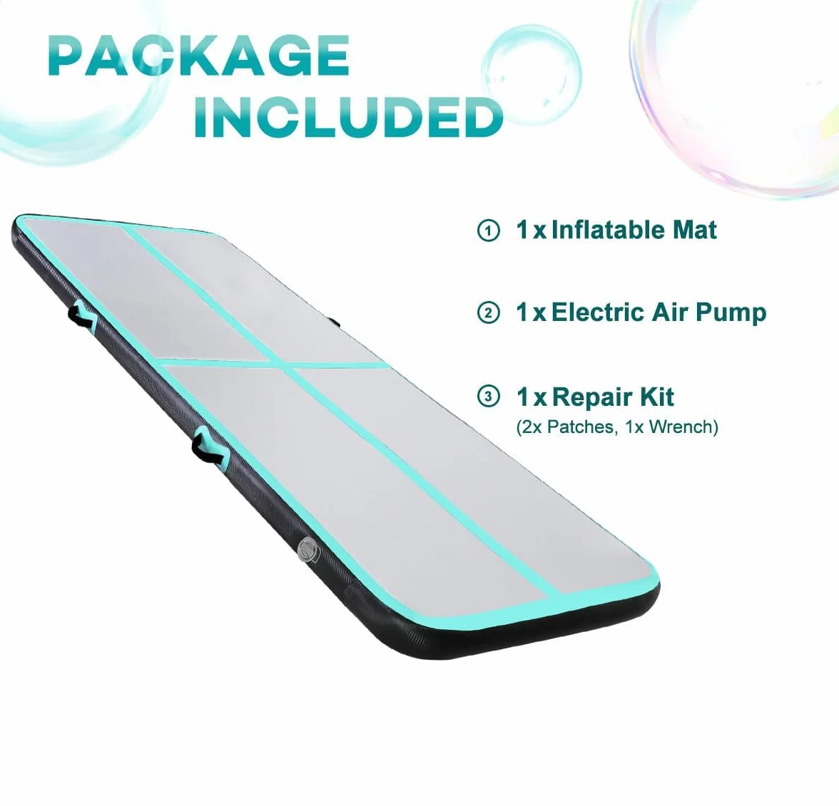 Tapis de Tumbling, 10/20 CM d'épaisseur Tapis d'entrainement, 2/3/4/5/6M Tapis de Gymnastique,Tapis d'exercice avec Pompe à air, Piste de Gym Gonflable, Matelas d'Air