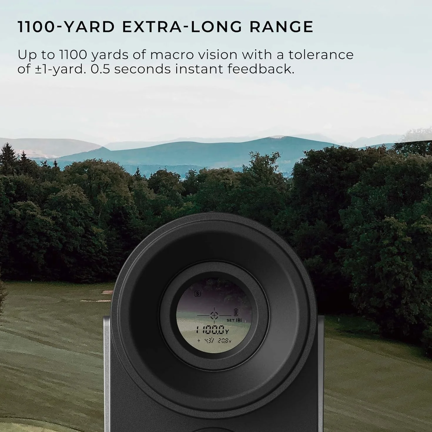 HOTO Télémètre Golf Laser 1100 yd, avec Compensation de Pente/Verrouillage de Drapeau, Grossissement 6 x, Précision ±1 m, Mesure Instantanée 0,5 s, Oculaire en Silicone, Recharge USB-C