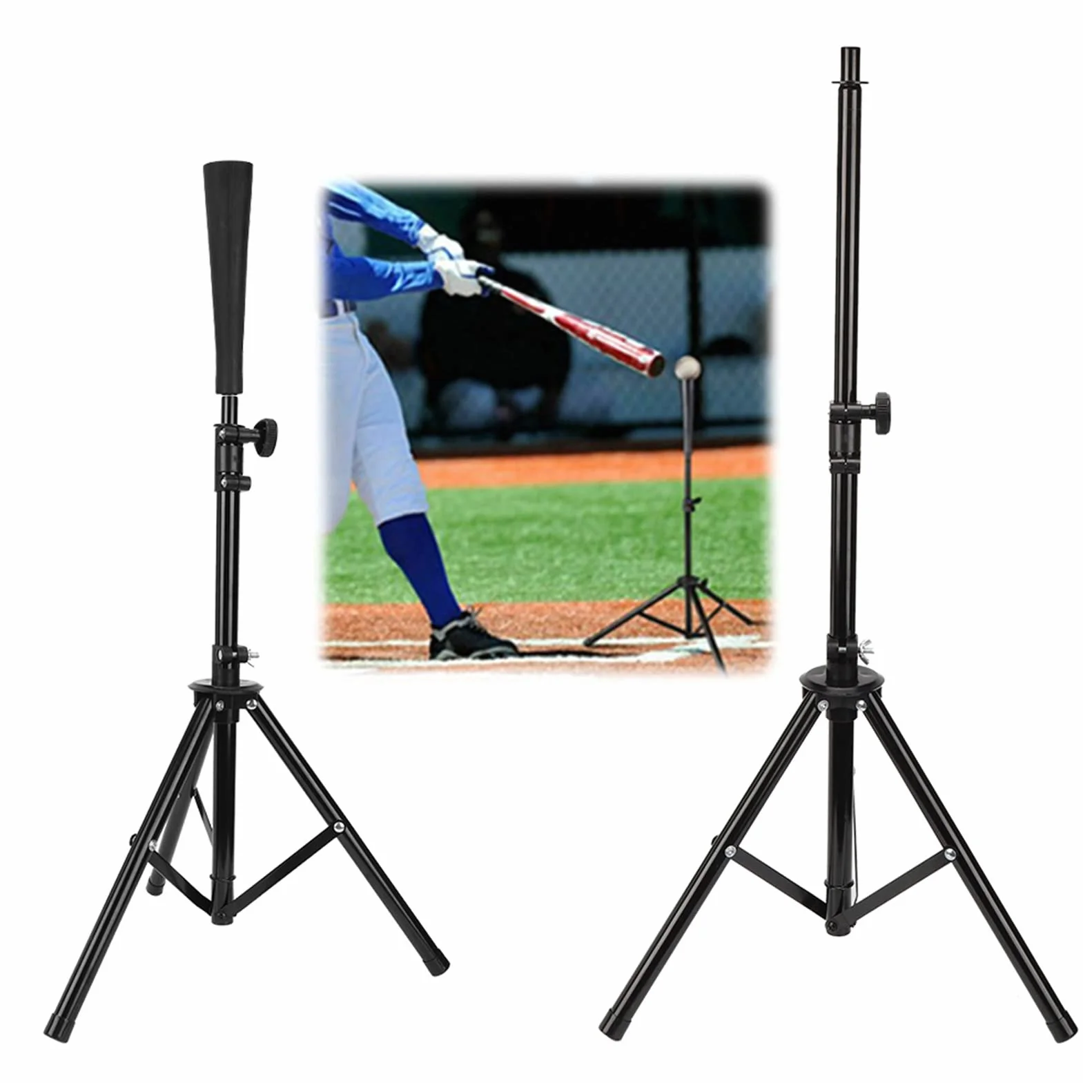 Tee de Frappeur de Baseball, Tees de Baseball pour Frapper, Tee de Frappeur de Baseball en Acier, Tee de Frappeur de Softball Réglable avec Trépied de Baseball, Installation Rapide et Facile, Tee de F