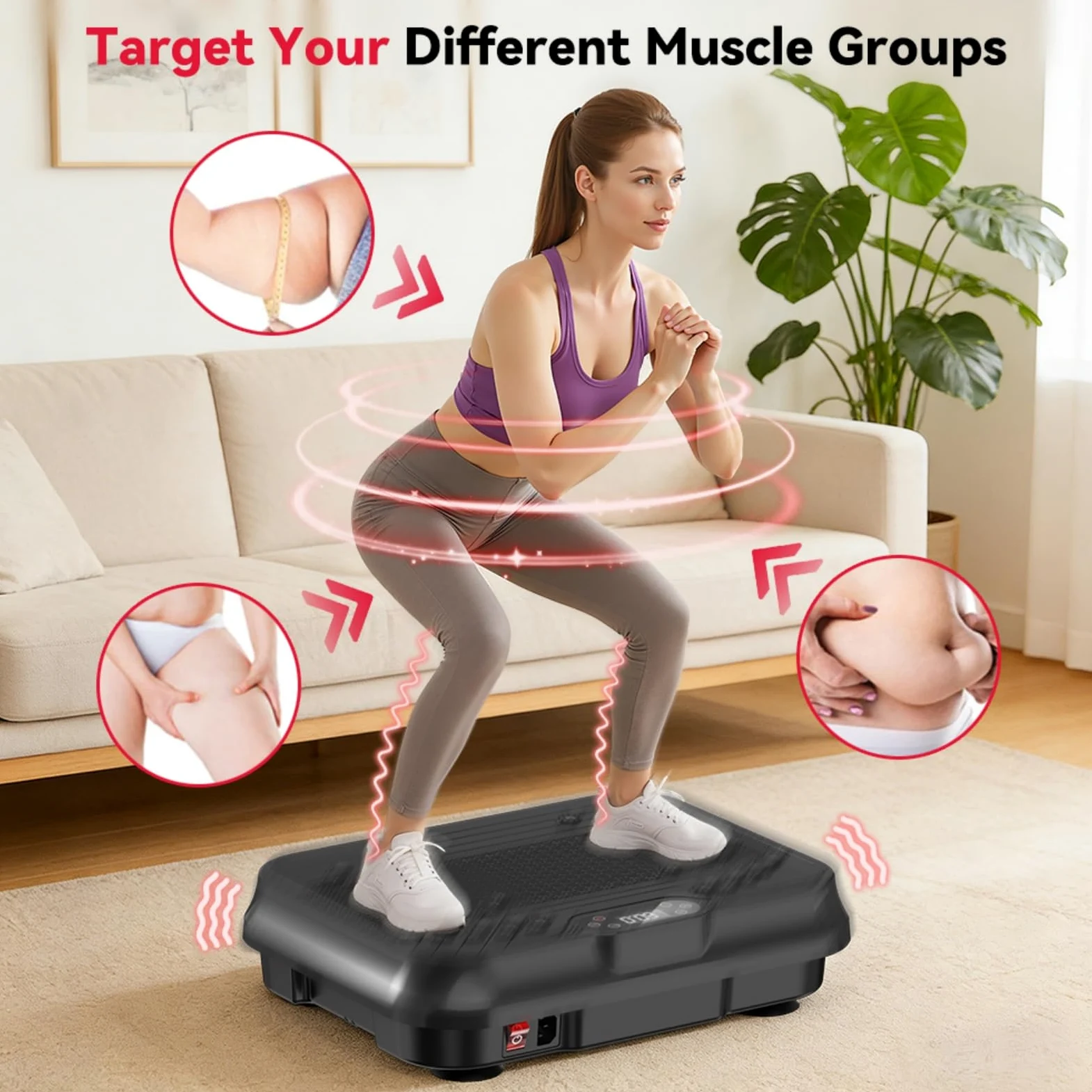 Plateforme vibrante oscillante pour entraînement complet – Modèle 2026 avec 2 bandes élastiques et sauteur, 250 vitesses, brûle les graisses et tonifie les muscles à la maison