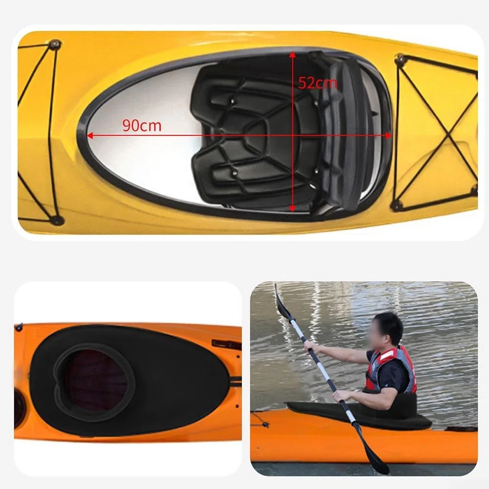 Jupe de kayak imperméable en néoprène pour cockpit de 90 x 52 cm, poignée à dégagement rapide, élastique pour poitrine de 85 à 105 cm, pour sports nautiques, équipement marin