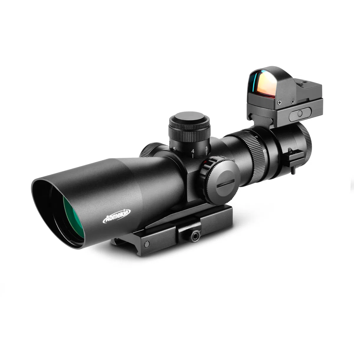AOMEKIE Lunettes de Visée 3-9X42mm Red/Green Dot Sight avec Top Red Dot Sight Riflescope Combo Set avec luminosité réglable et 20mm/22mm Picatinny Rail Mount.