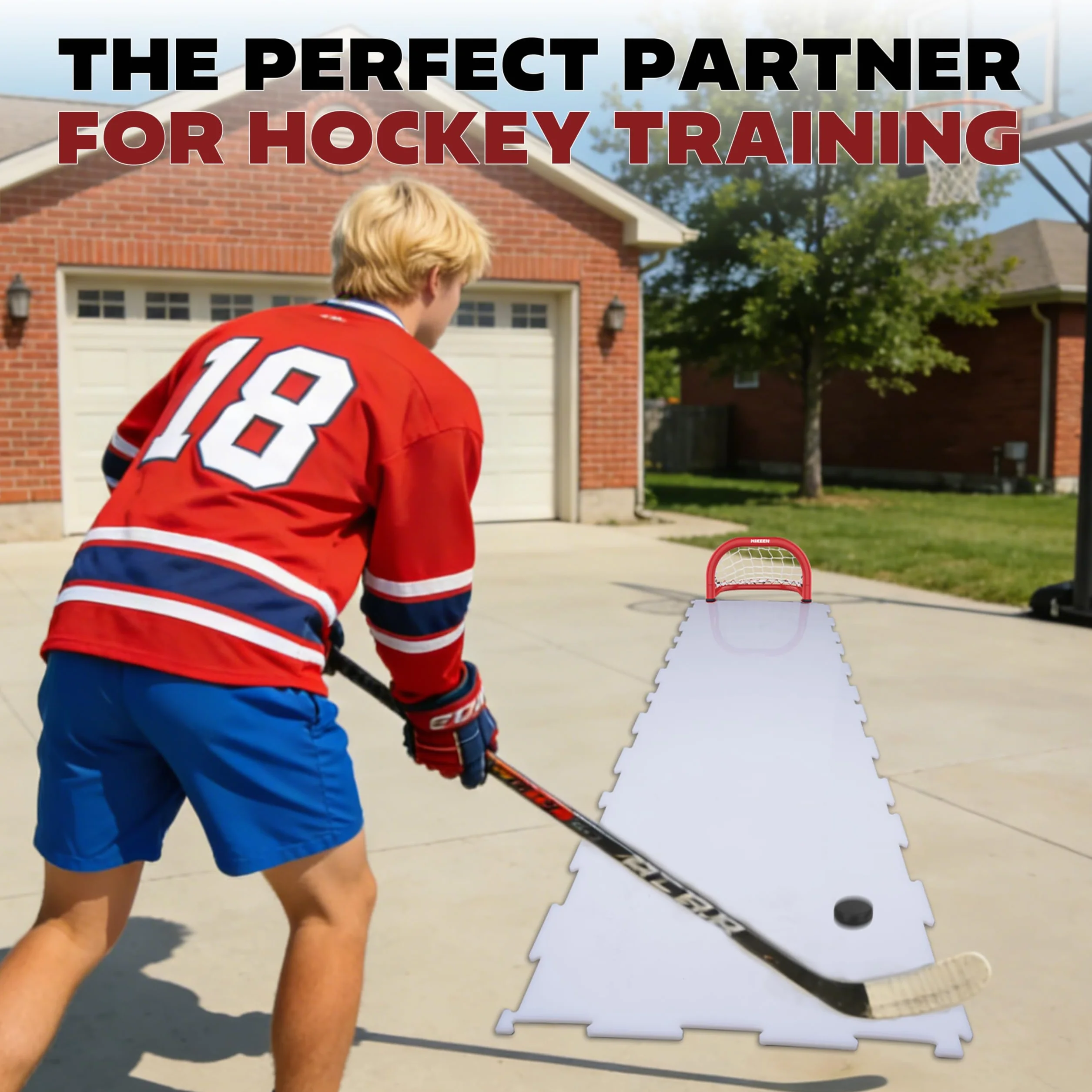 BOOSTEADY 2PCS Mini Portail de Hockey sur Glace, 14" x 8" Kit de But de Hockey de Rue avec Cadre en Fer Durable & Filet en Nylon & 4 Palets, Entraînement de Hockey pour Améliorer La Précision