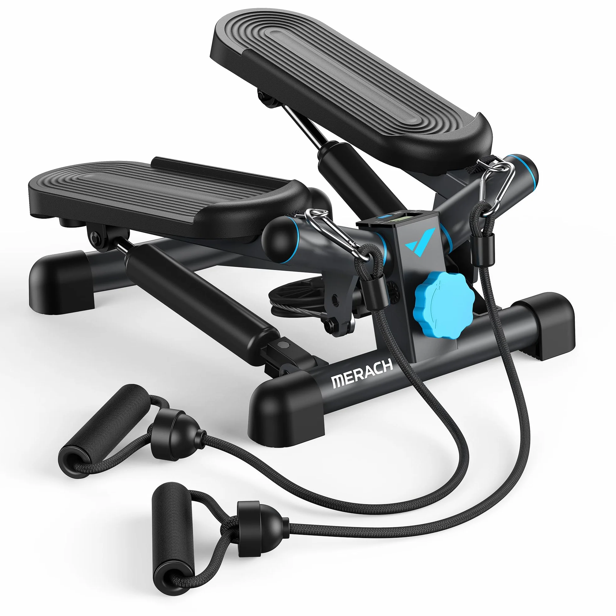 MERACH Stepper 2 en 1 pour la Maison, Silencieux 150 kg avec Écran LCD, Fitness avec Cordes de Puissance
