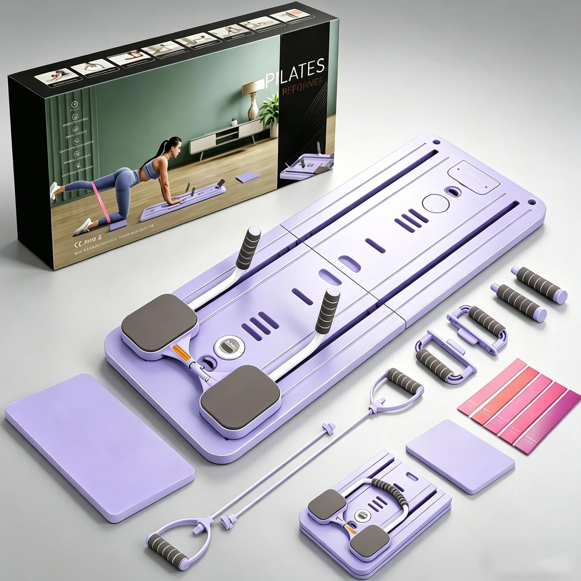 Appareil de Pilates Pliable, Pilates Reformer Multifonctionnel pour Tout le Corps