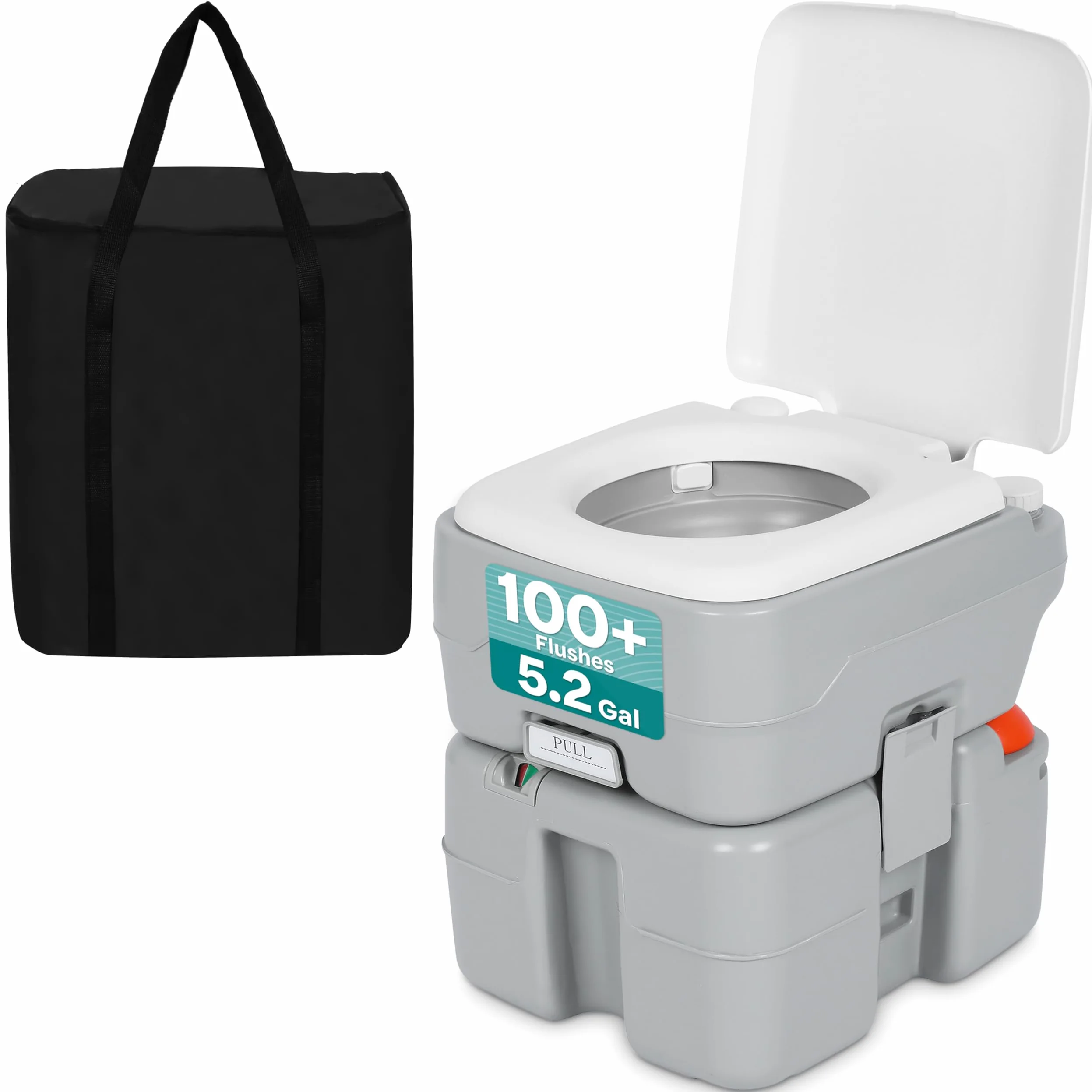 SereneLife Toilettes de Camping Portables 20 L avec Sac de Transport, WC Chimique Portable avec Plus de 100 Chasses d’Eau, Toilette Portable Étanche Anti-Odeurs, Jusqu’à 150 kg