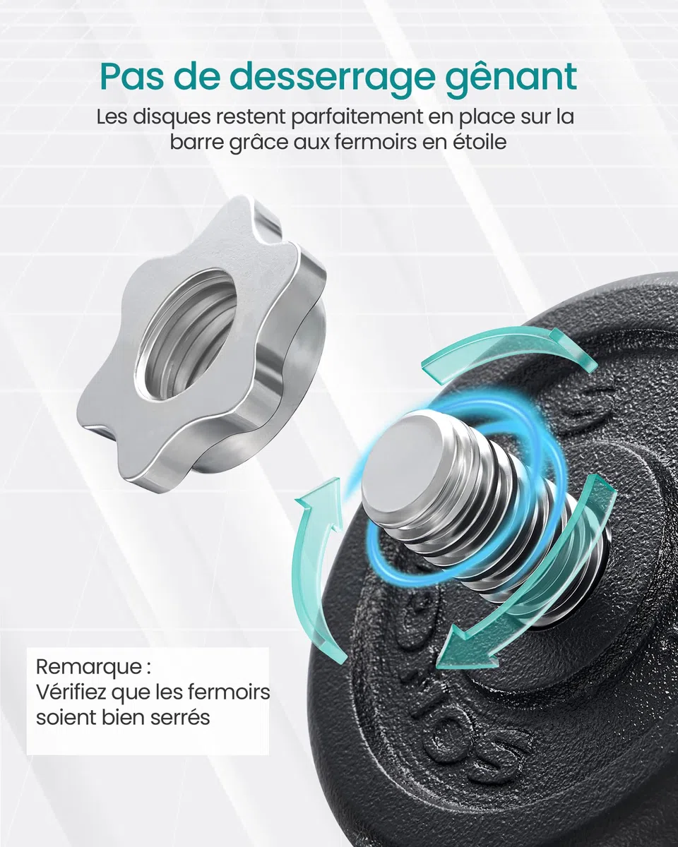 SONGMICS Kit haltères Musculation, avec Barre d’Extension, Poids Ajustable，pour Hommes et Femmes, Musculation, Prise de Masse à la Maison, 1 Paire