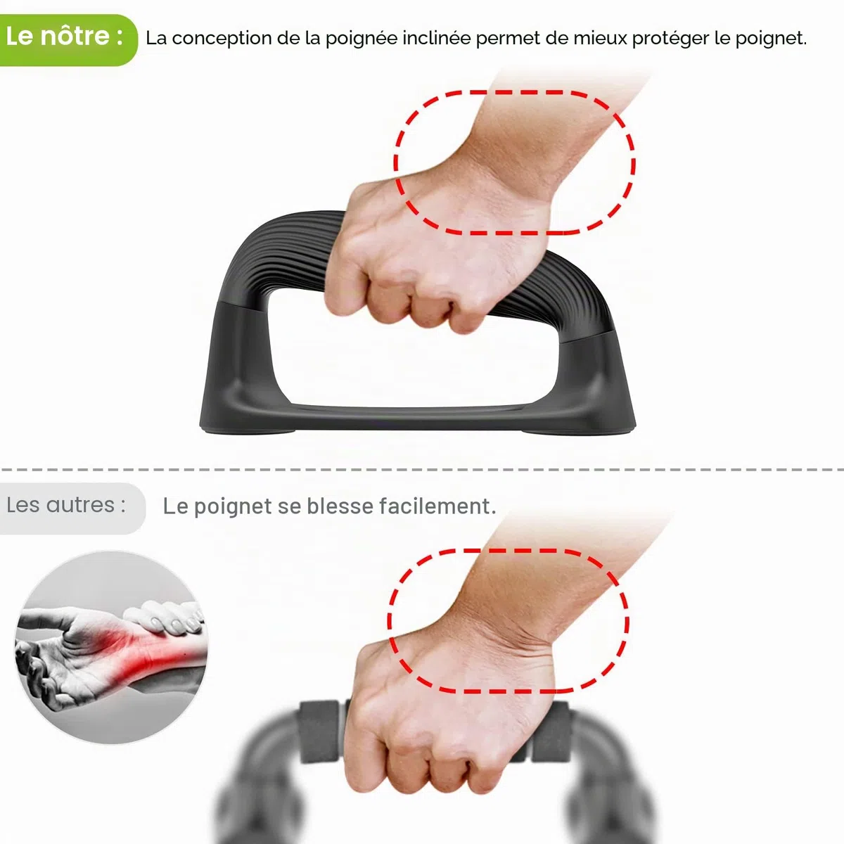Kipika Barres de Pompe, Supports de Pompes avec poignée en Plastique Souple épais, Base Stable et antidérapante, poignées de Pompes parfaites pour l'entraînement de Force au Sol