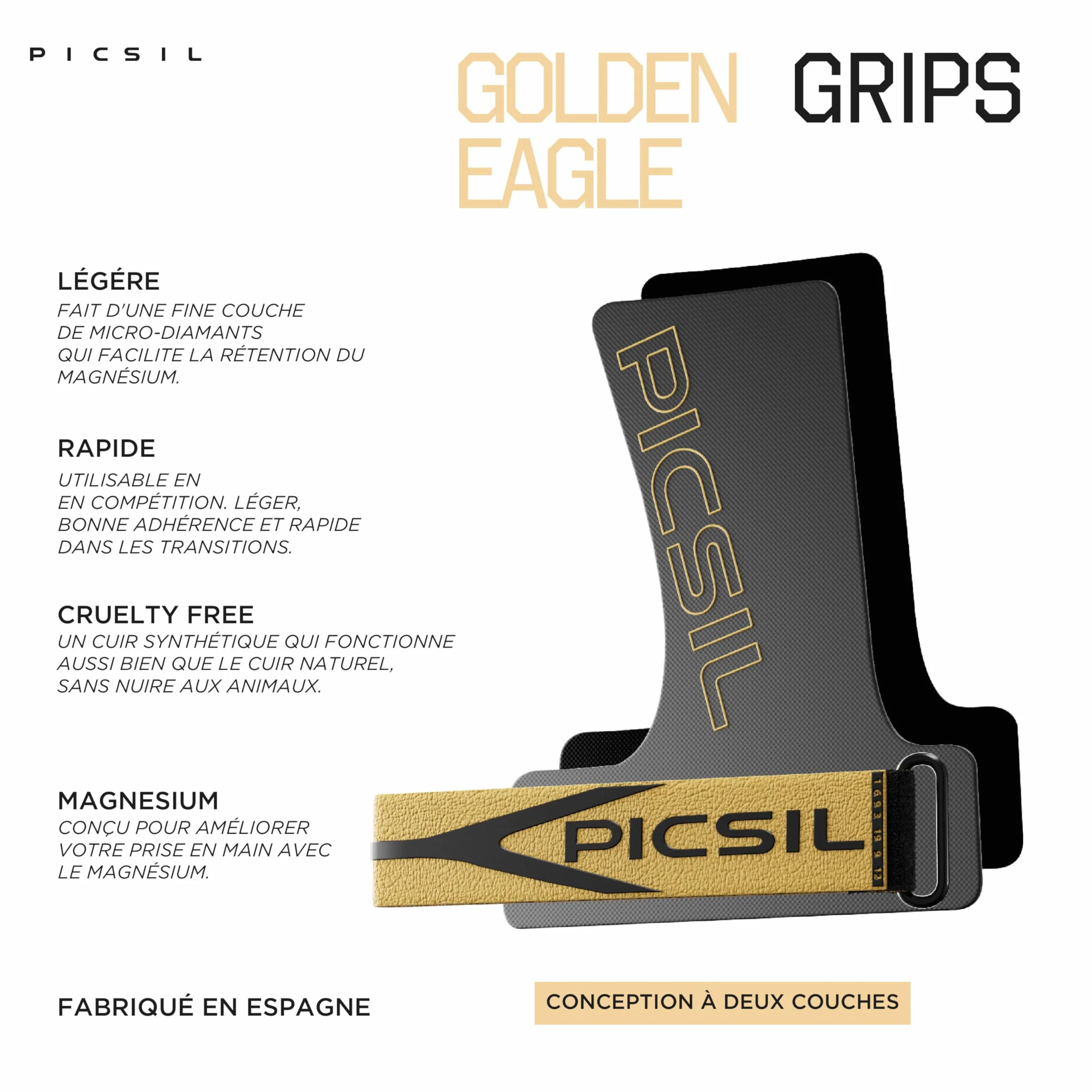 PICSIL Maniques Golden Eagle Grips Professionnels Cross Training Calisthenics Musculation