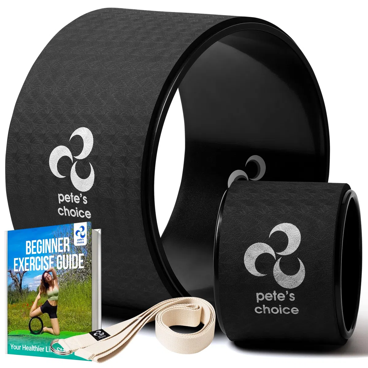 Roue de yoga extra large, mini roue de yoga – Kit de yoga adapté aux débutants. Rouleau dorsal plus confortable, stable et plus sûr. Améliore la posture, une meilleure mobilité. Exercice idéal à la