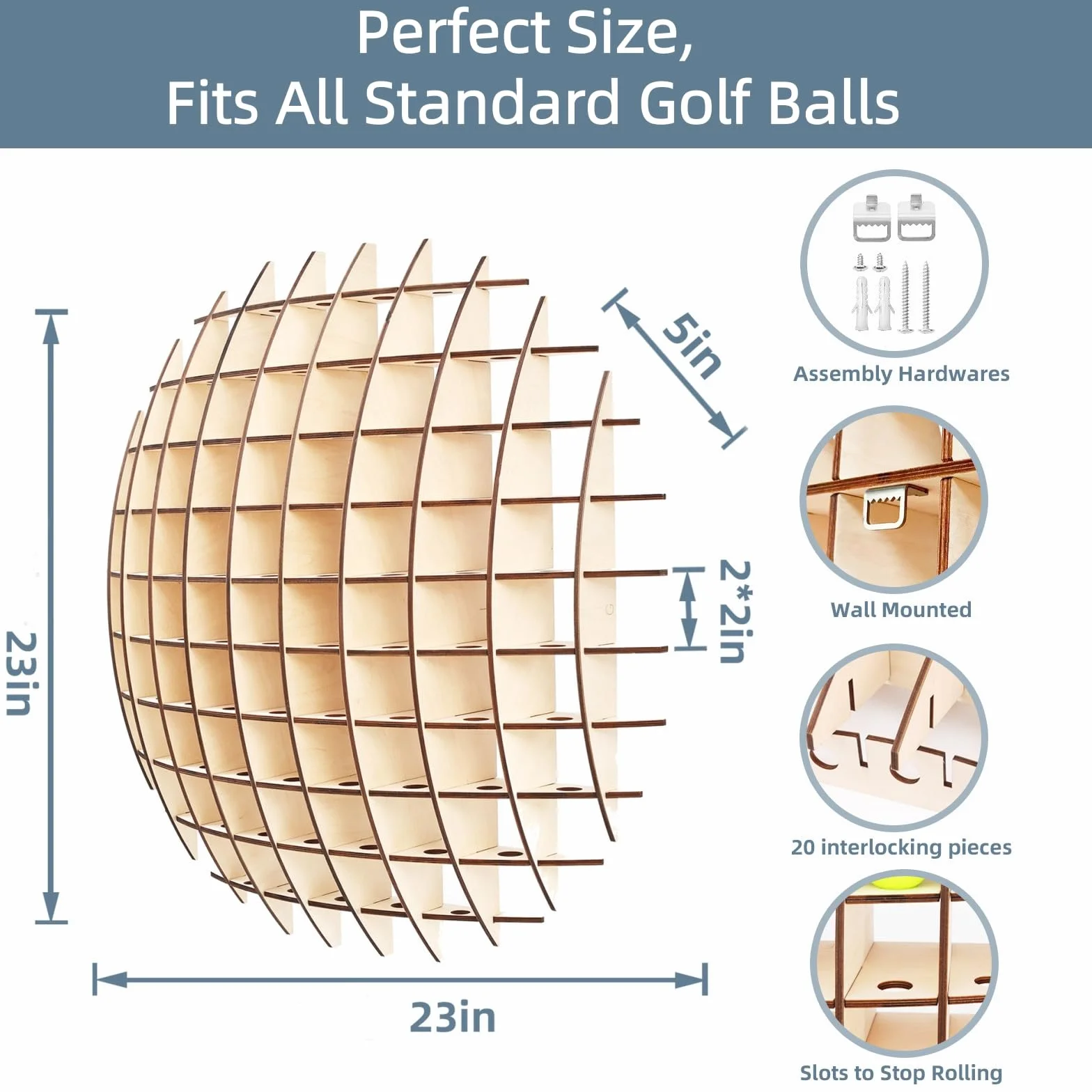 Présentoir pour balles de Golf en Forme de Balle, Peut contenir jusqu'à 78 balles de Golf, idéal pour Les collectionneurs