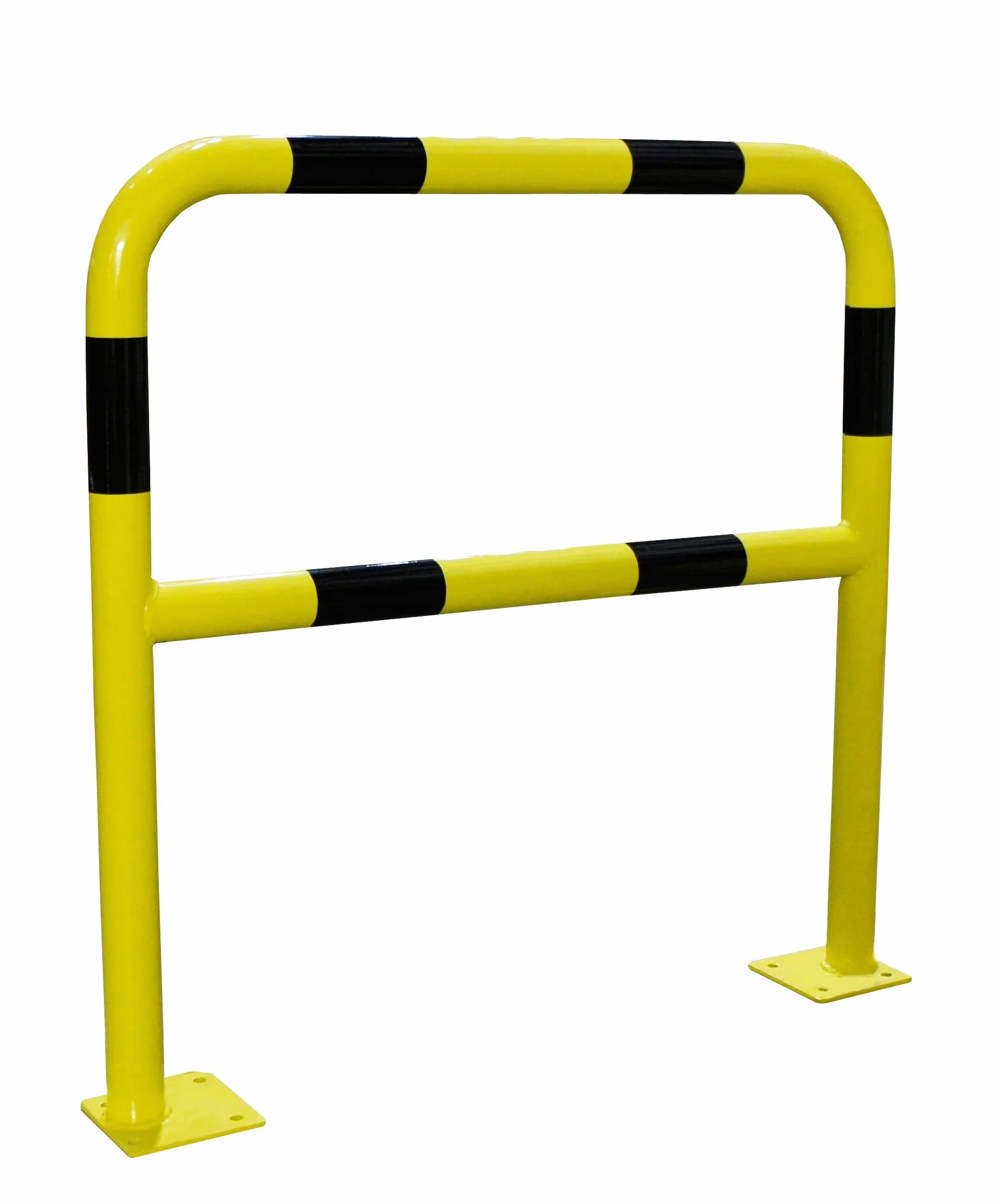 Barrière de sécurité noir/jaune acier 1000mm avec platine - Ø60mm