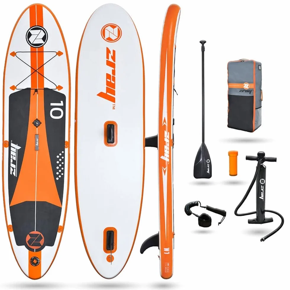Zray, Sup Stand Up Paddle Gonflable Windsurf 10', PB-ZW1, Planche Gonflable Dropstitch avec Pack Pagaie, Voile/Gréement, Leash, Pompe, Sac de Transport et Kit, Jusqu’à 120kg, 246l, 305x76x15cm